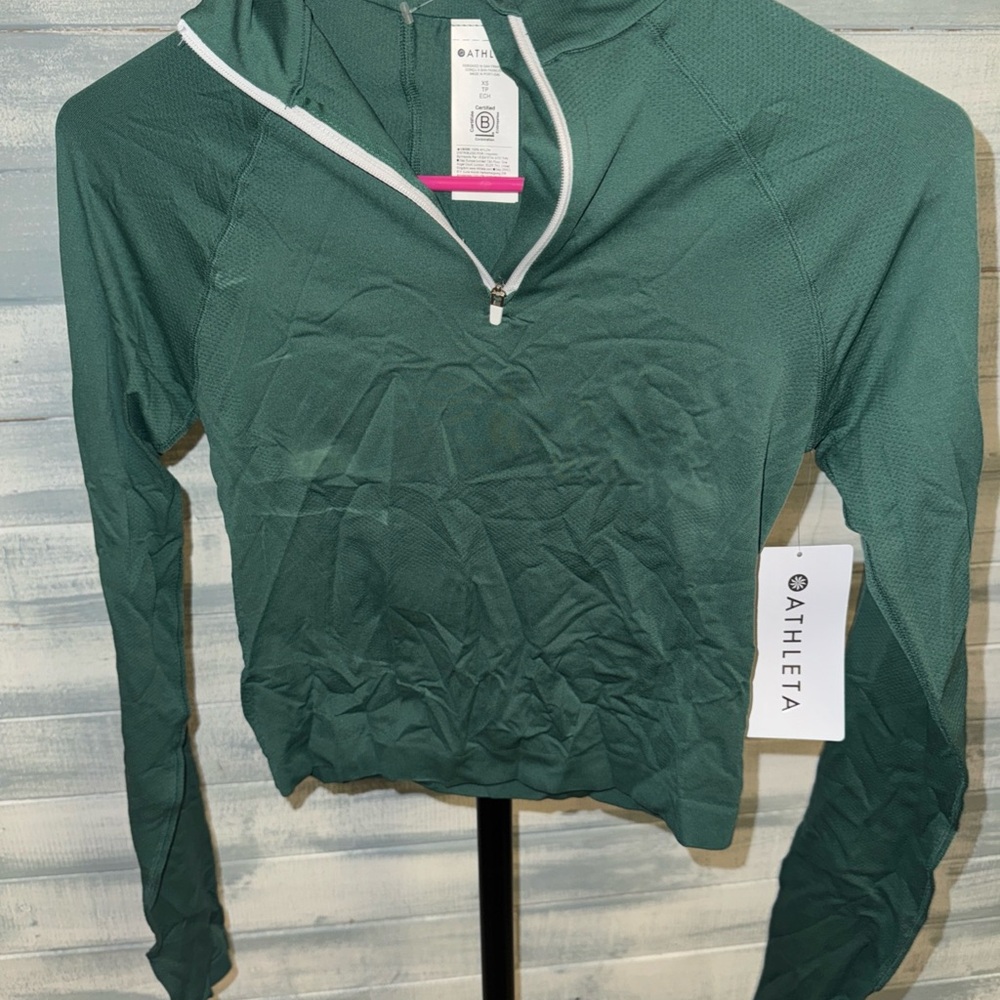 Athleta momentum seamless half zip crop top xs